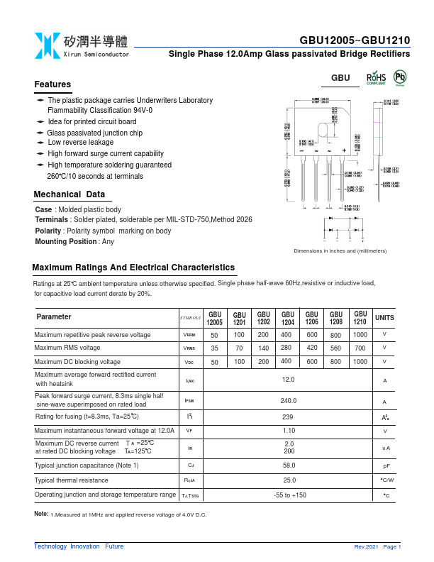 GBU1208 Datasheet Preview