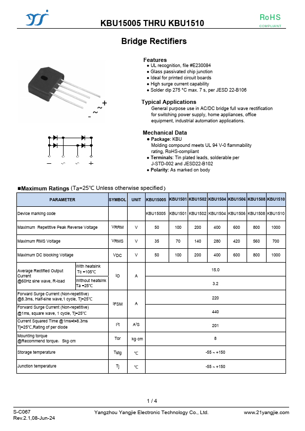 KBU1506 Datasheet Preview