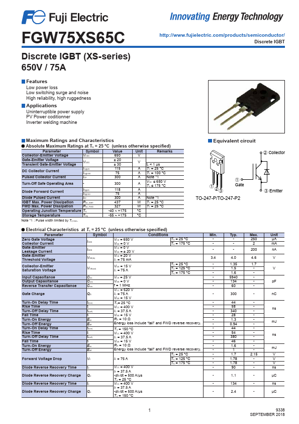 FGW75XS65C Datasheet Preview