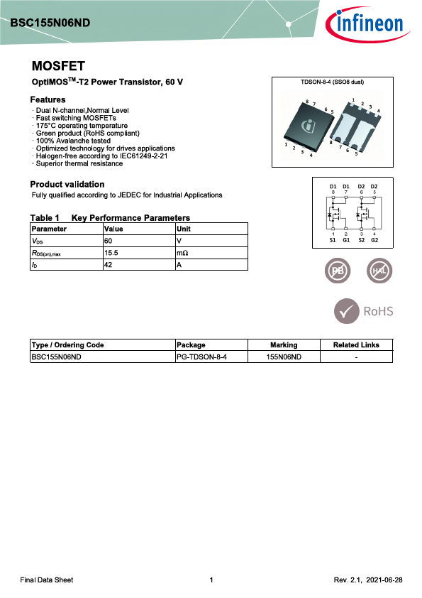 BSC155N06ND Datasheet Preview
