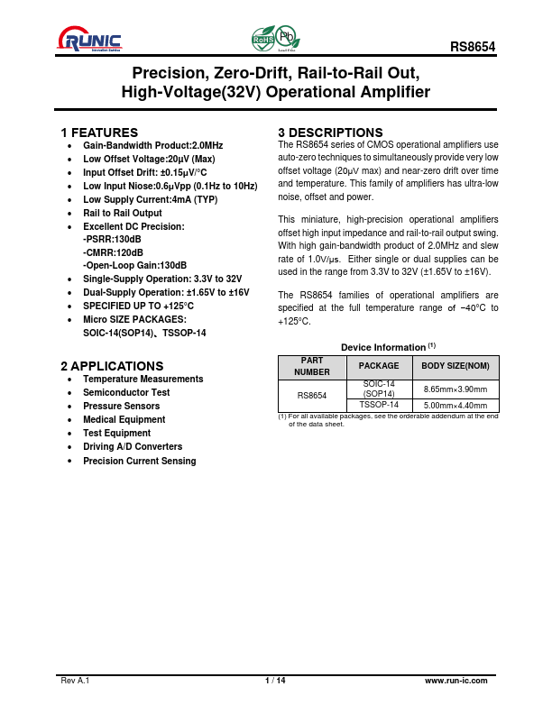 RS8654 Datasheet Preview
