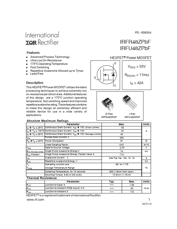 IRFR48Z Datasheet Preview
