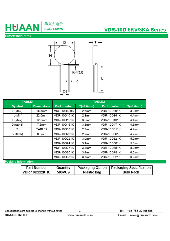 VDR-10D301KHC