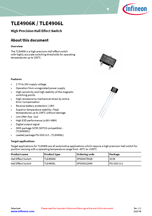 TLE4906L Datasheet Preview