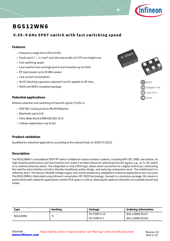 BGS12WN6 Datasheet Preview