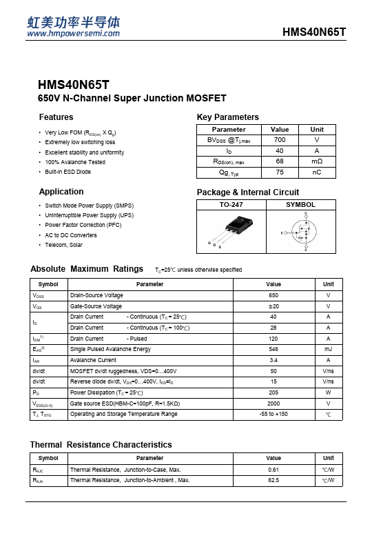 HMS40N65T Datasheet Preview