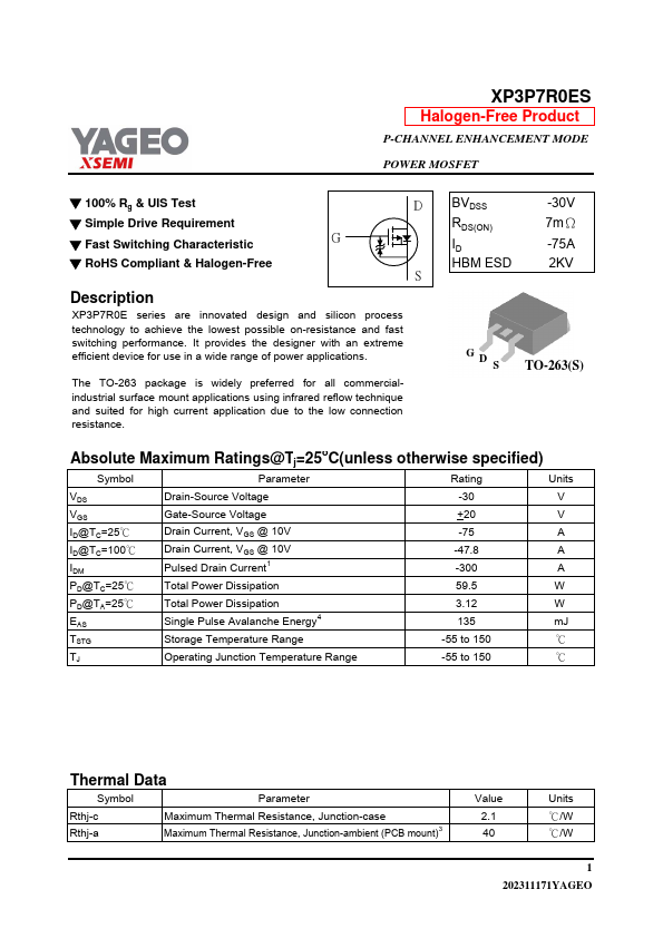 XP3P7R0ES Datasheet Preview