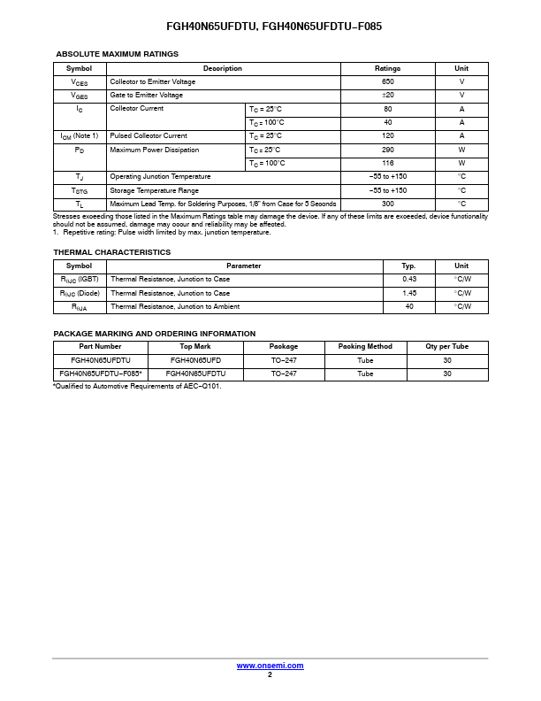 FGH40N65UFDTU-F085