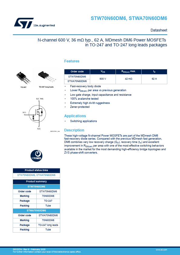 STWA70N60DM6