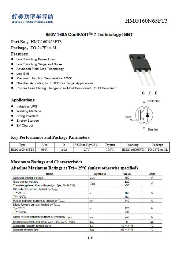 HMG160N65FT3 Datasheet Preview