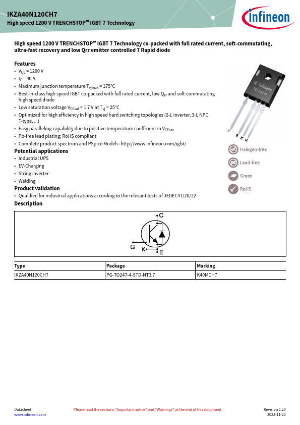 IKZA40N120CH7 Datasheet Preview
