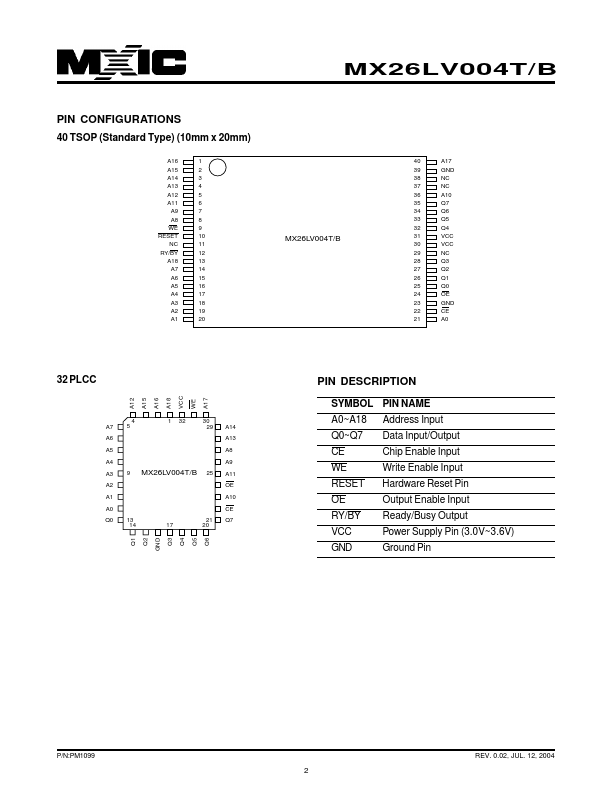 MX26LV004B