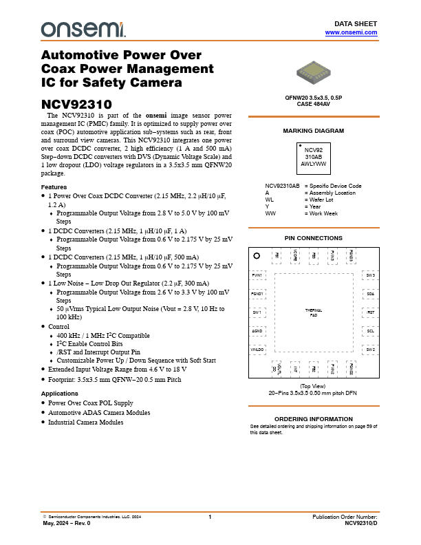 NCV92310 Datasheet Preview