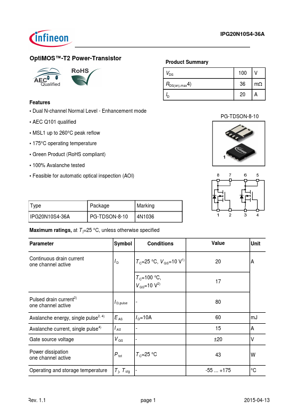 IPG20N10S4-36A