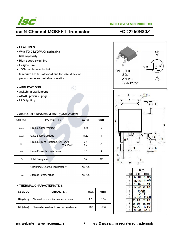 FCD2250N80Z