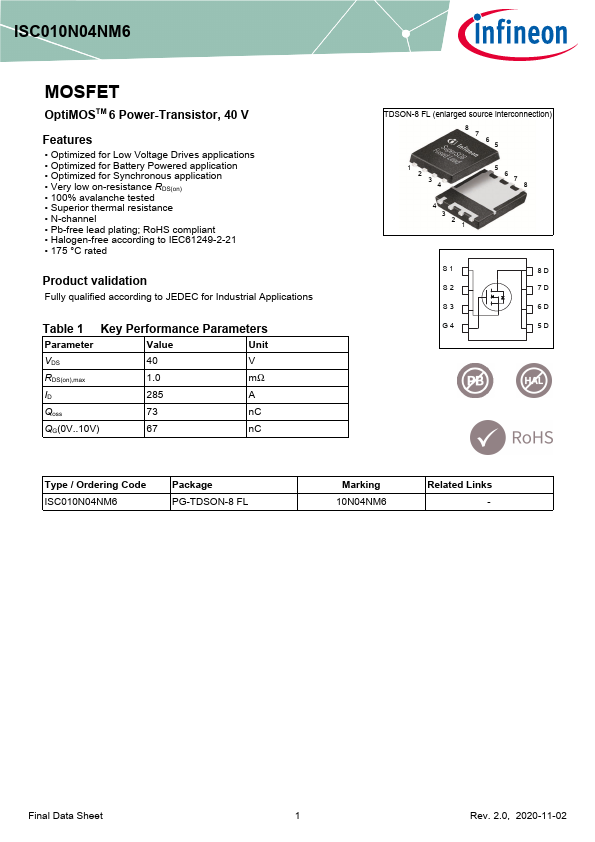 ISC010N04NM6 Datasheet Preview