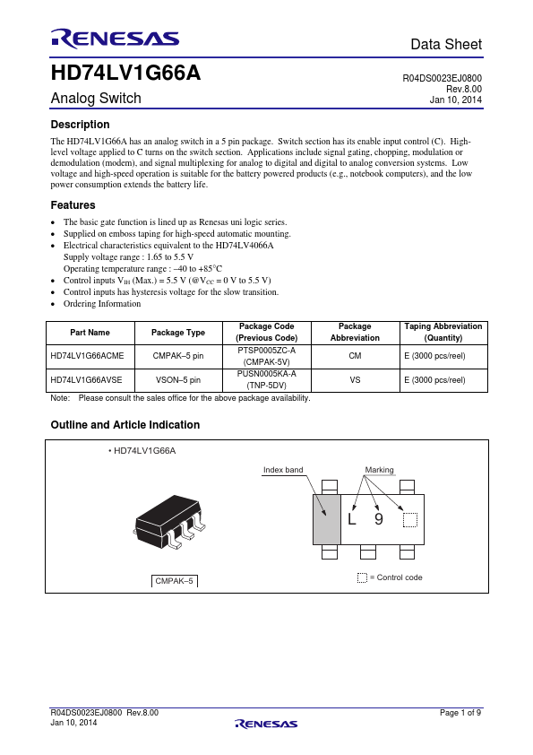 HD74LV1G66A