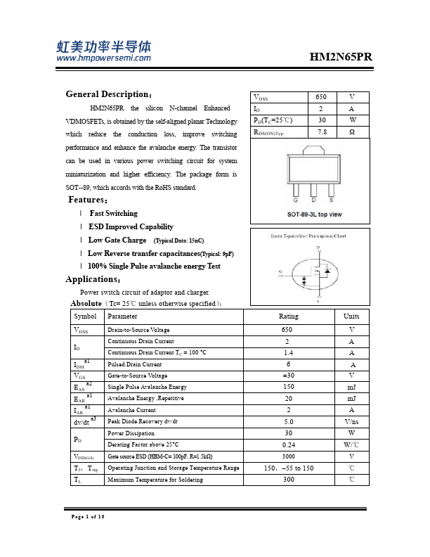 HM2N65PR Datasheet Preview