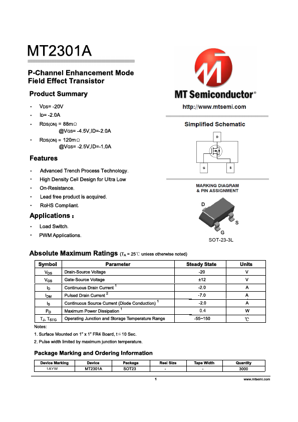 MT2301A Datasheet Preview