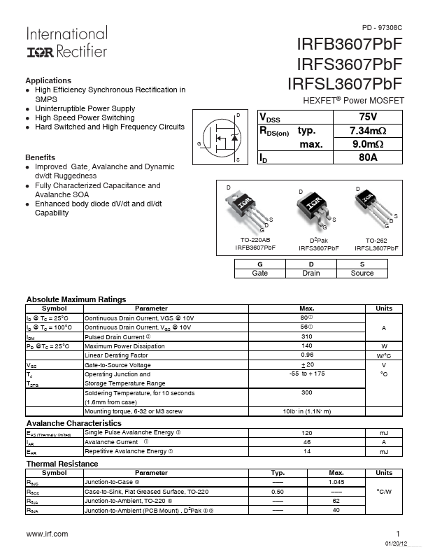 IRFSL3607PBF