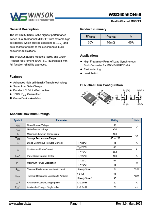 WSD6056DN56 Datasheet Preview