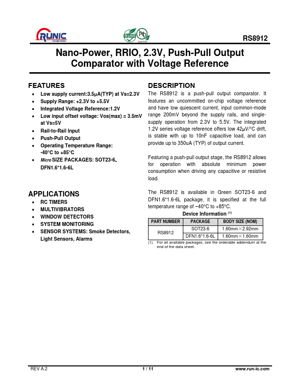 RS8912 Datasheet Preview