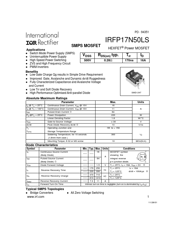 IRFP17N50LS