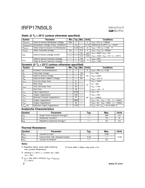 IRFP17N50LS