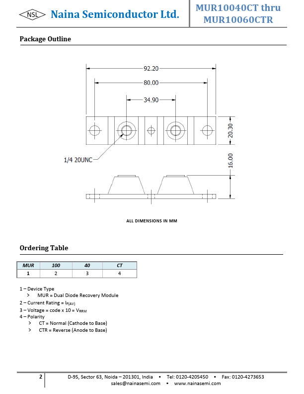 MUR10040CT