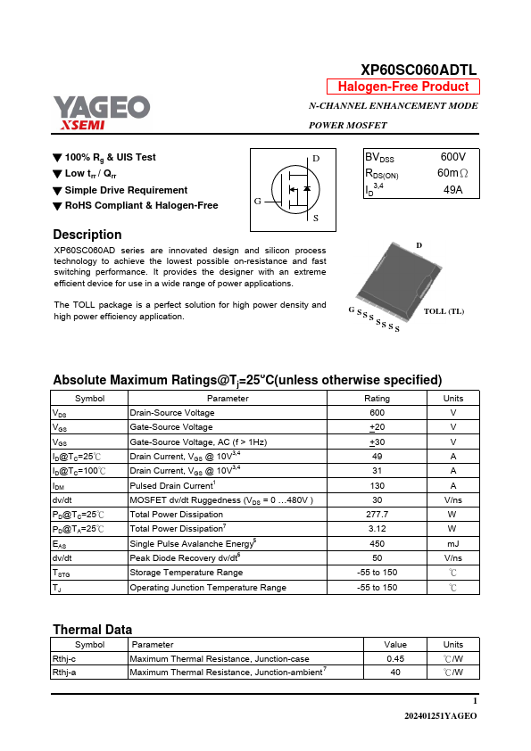 XP60SC060ADTL Datasheet Preview