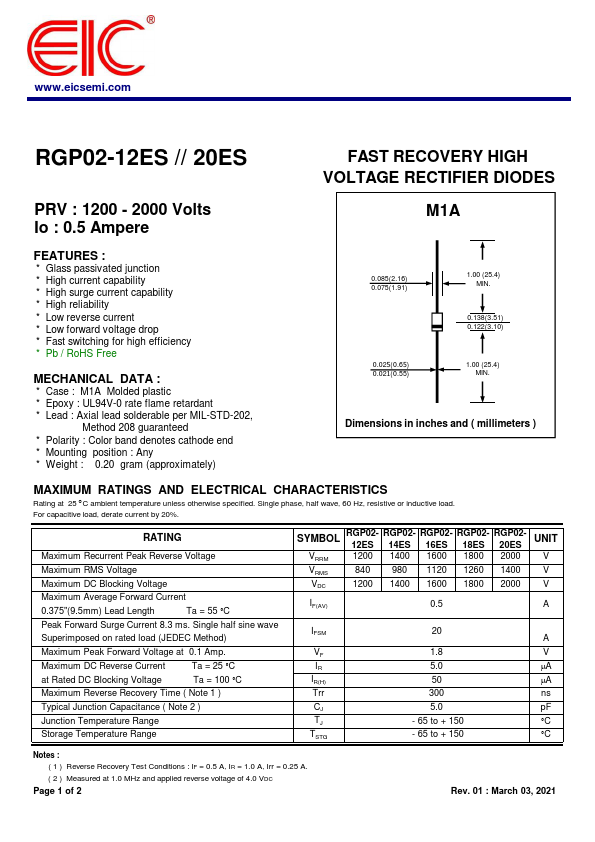 RGP02-16ES Datasheet Preview