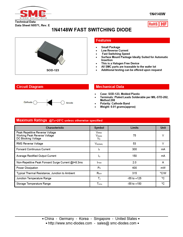 1N4148W Datasheet Preview