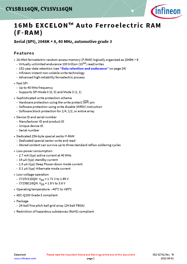 CY15V116QN Datasheet Preview