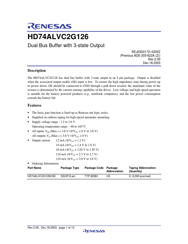 HD74ALVC2G126