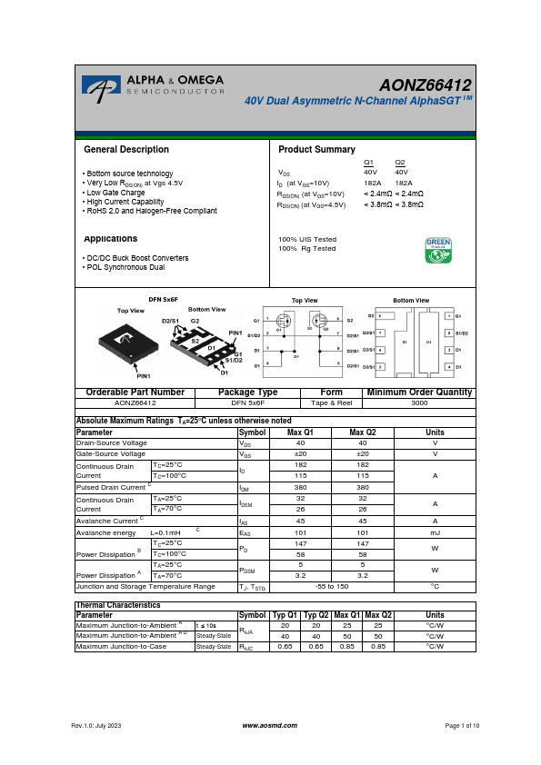 AONZ66412 Datasheet Preview