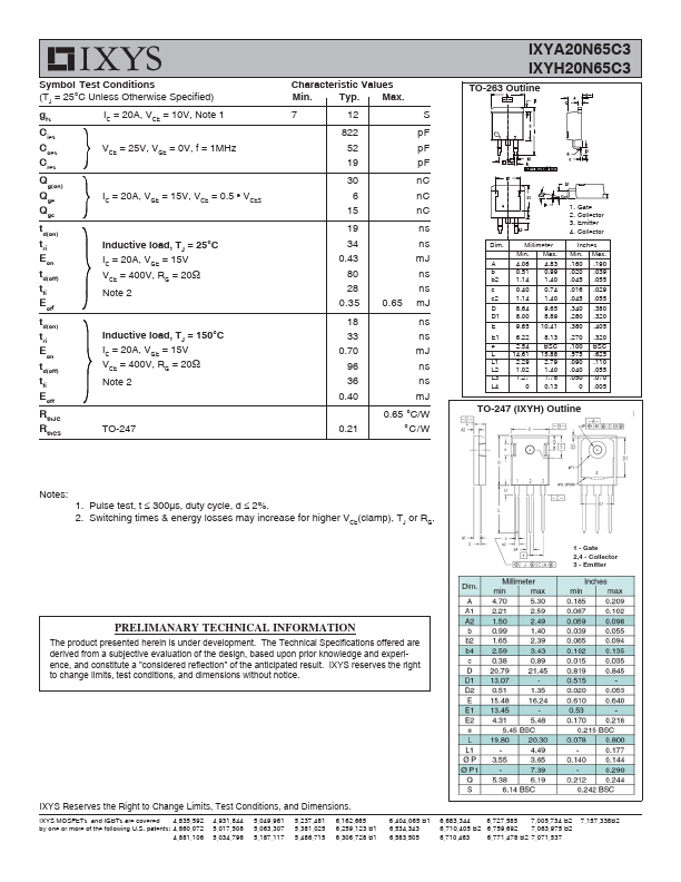 IXYH20N65C3