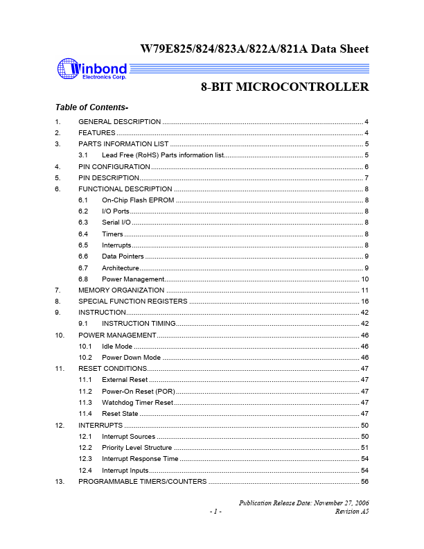 W79E821A Datasheet Preview