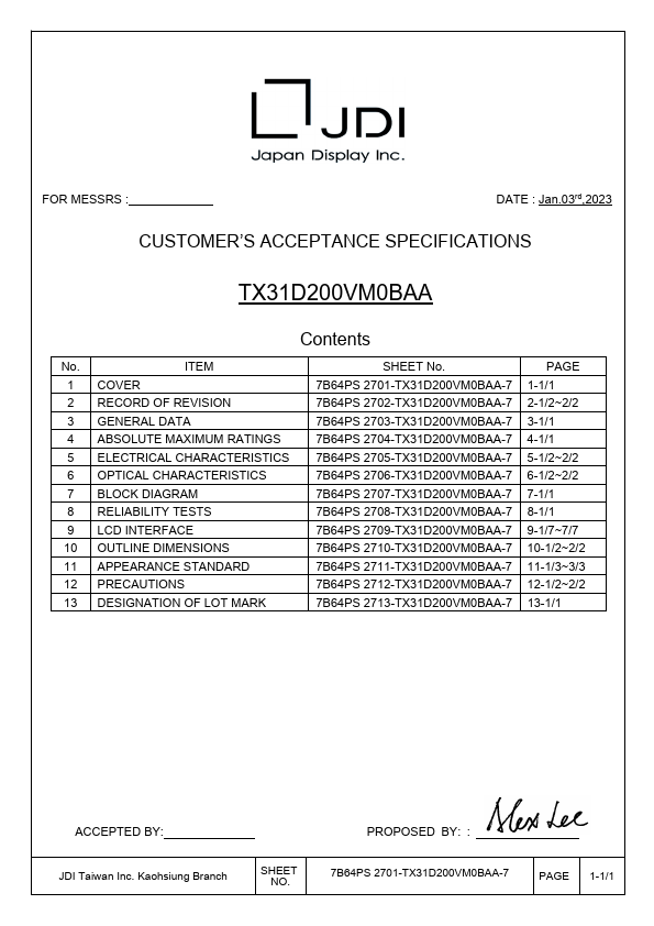 TX31D200VM0BAA Datasheet Preview