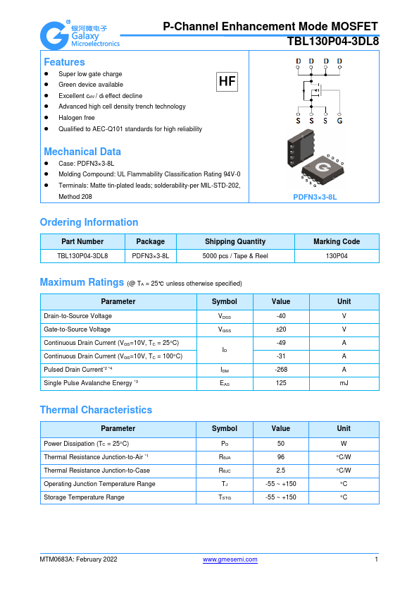 TBL130P04-3DL8 Datasheet Preview