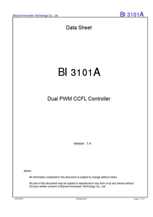 BI3101A Datasheet Preview