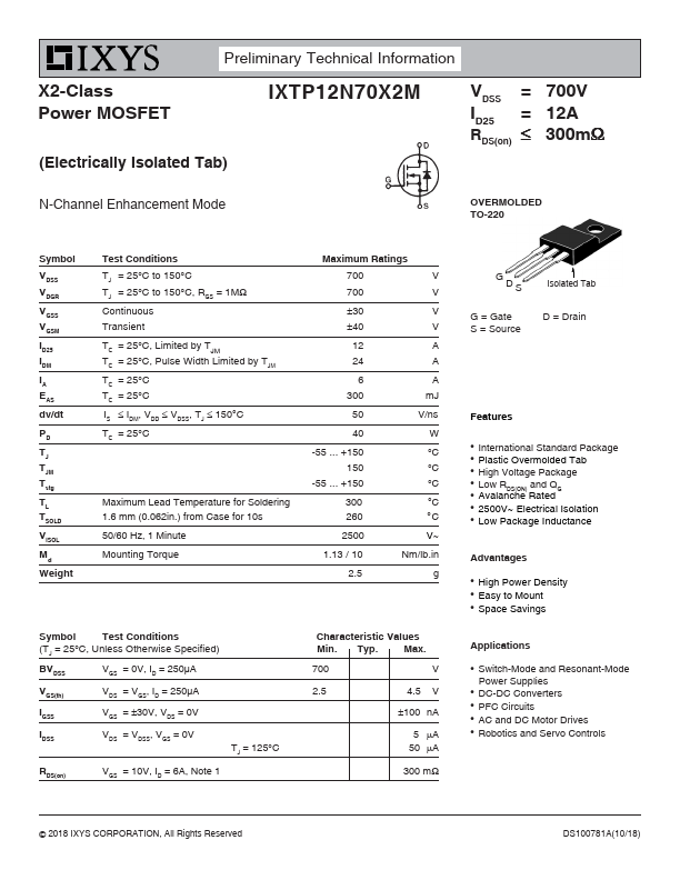 IXTP12N70X2M