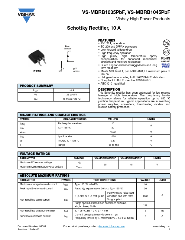 VS-MBRB1035PbF