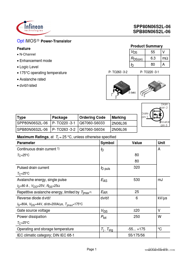 SPP80N06S2L-06