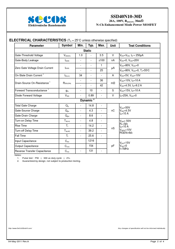 SSD40N10-30D