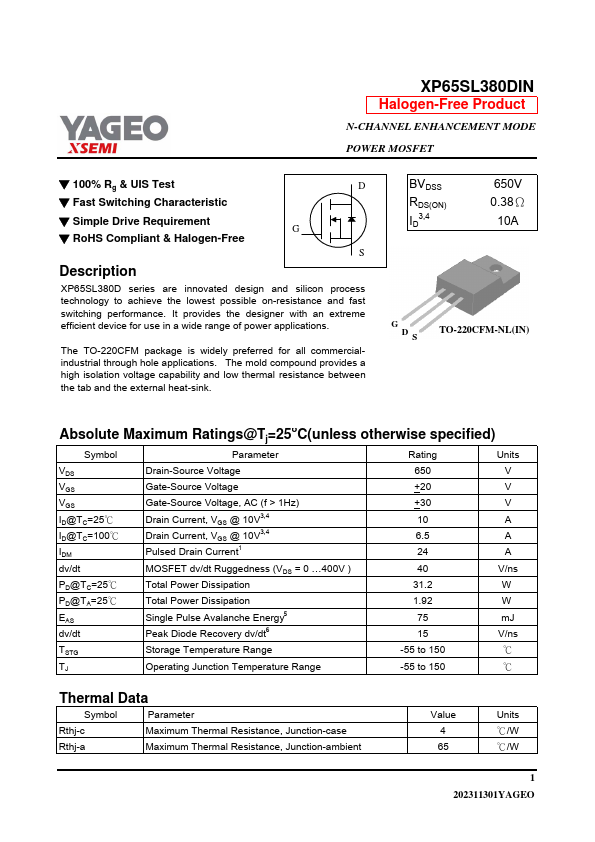 XP65SL380DIN Datasheet Preview
