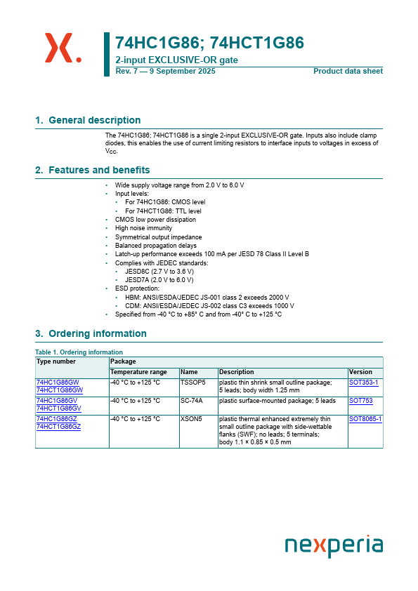 74HCT1G86 Datasheet Preview