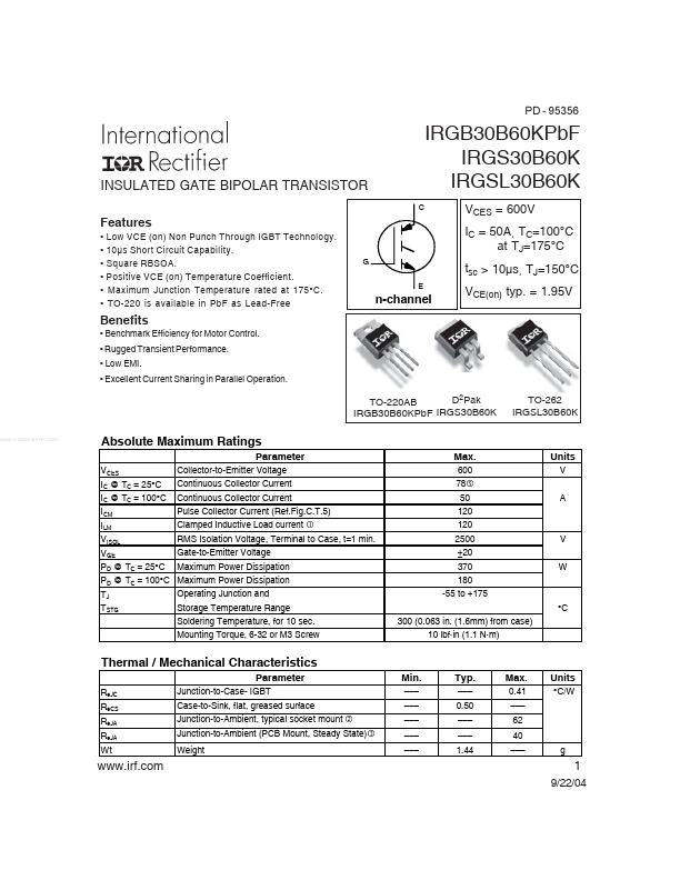 IRGB30B60KPBF