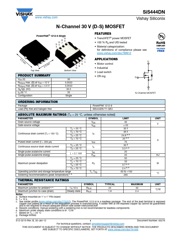 SIS444DN Datasheet Preview