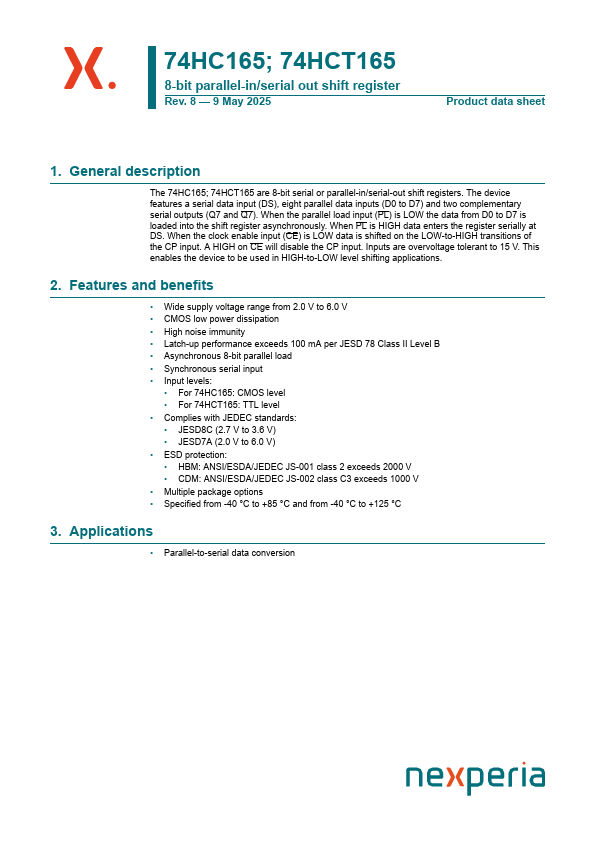 74HC165D Datasheet Preview
