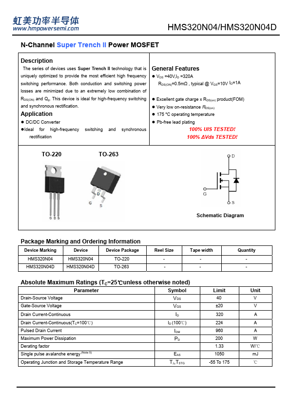 HMS320N04 Datasheet Preview